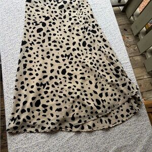 Japna Black and Tan Animal Print Maxi Skirt